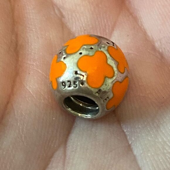 Authentic Pandora Orange Enamel Butterfly Charm - Picture 3 of 3